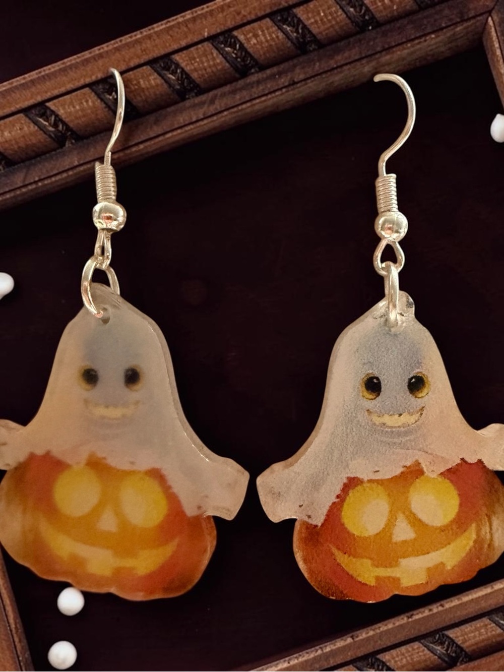 Halloween Ghost Pumpkin Dangle Earrings
